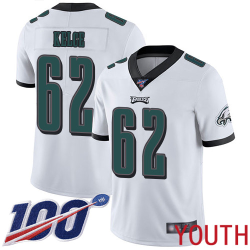 Youth Philadelphia Eagles #62 Jason Kelce White Vapor Untouchable NFL Jersey Limited Player Season Football